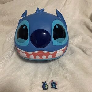 Stitch figurine/ container + 2 crocs charms